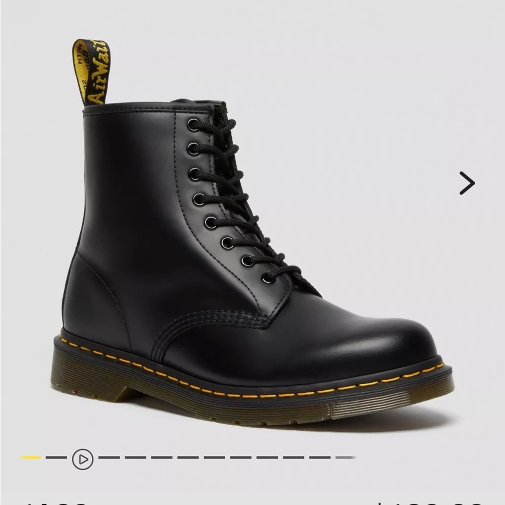 Dr. Martens Men’s Black Smooth Leather Lace Up boots, style 1460. Size 12, New.